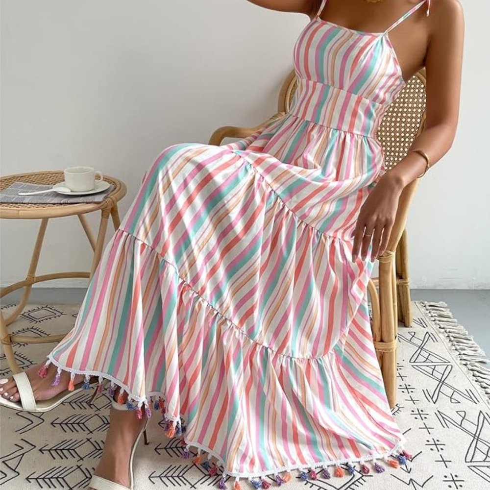 France ruffle hem cami dress